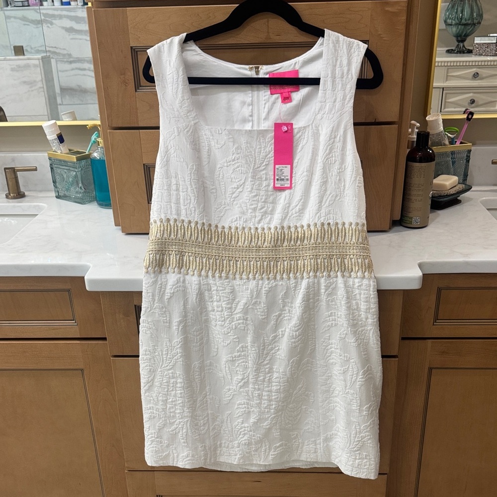 Lilly Pulitzer White and Gold Mini Dress